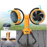 F7300 8000mAh Dual Head Rechargeable Fan – USB, LED